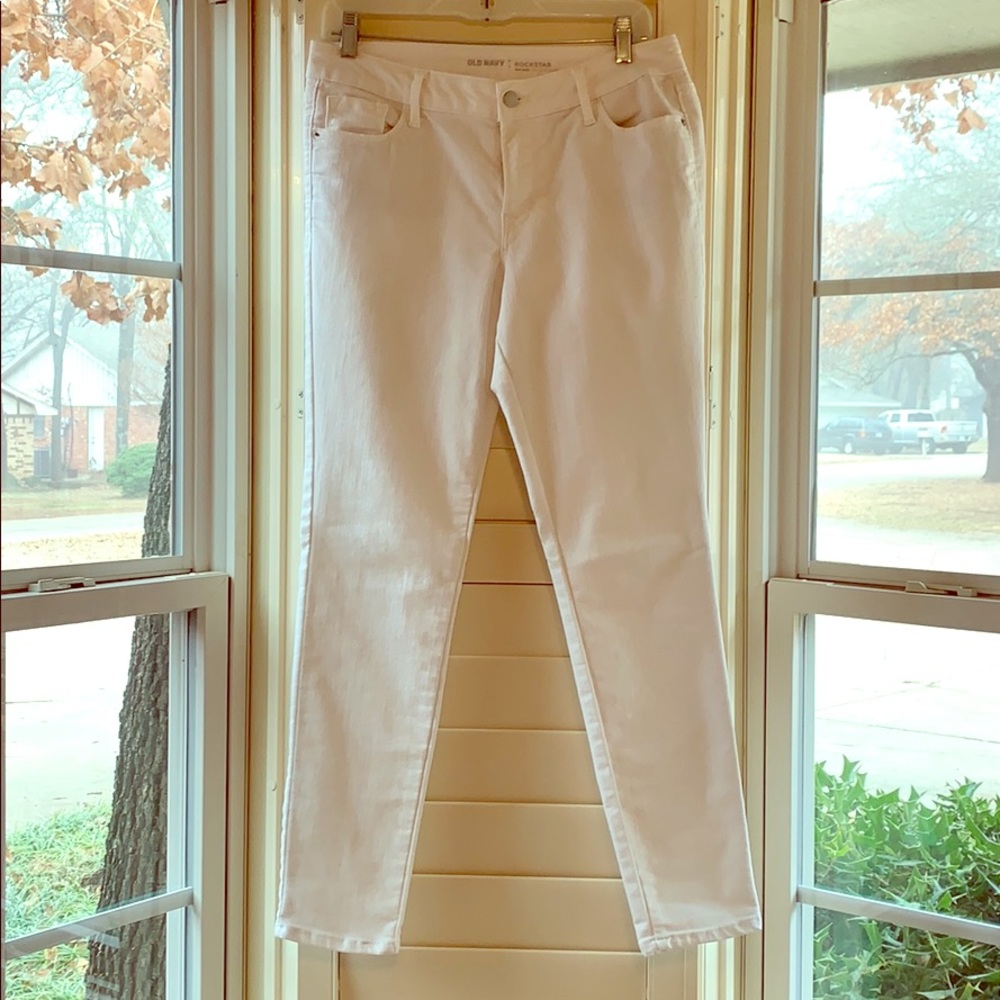 White, Mid Rise Old Navy Rockstar Jeans